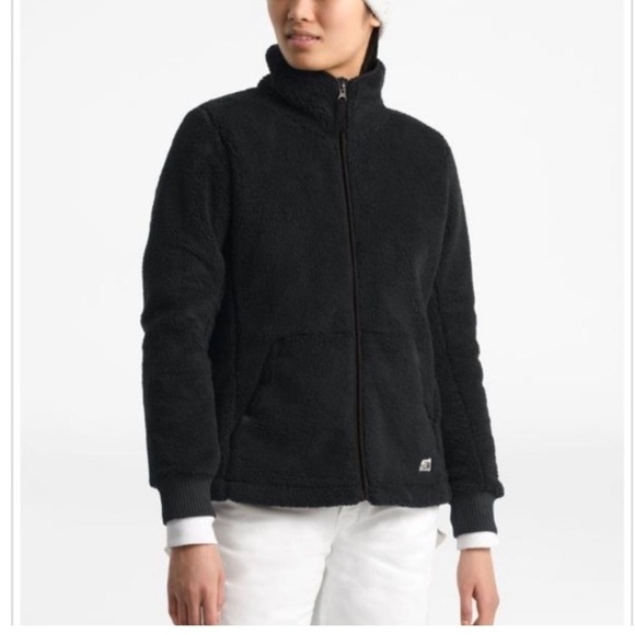 North Face Campshire Jacket Black Fuzzy Warm Fleece Zip Up Size Medium Hiking - Picture 1 of 7